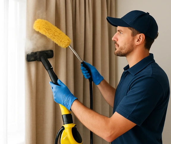 Trusted residential curtain cleaning technician Matty Curtain Cleaning tallai QLD