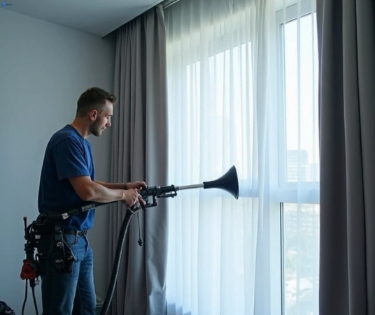 Professional commercial curtain cleaning process equipment Matty Curtain Cleaning tallai