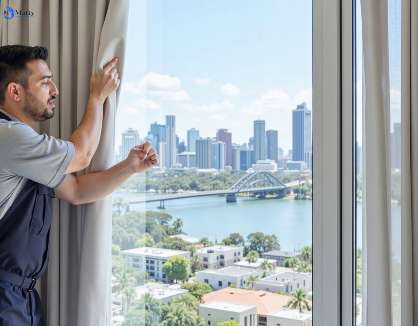 Professional curtain steam cleaning service tallai QLD by Matty Curtain Cleaning