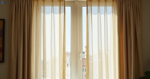 Dull dusty drapes in tallai before professional cleaning